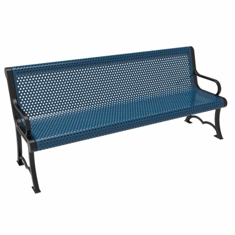 6' Austin Punched Steel Bench With Arm - Portable
