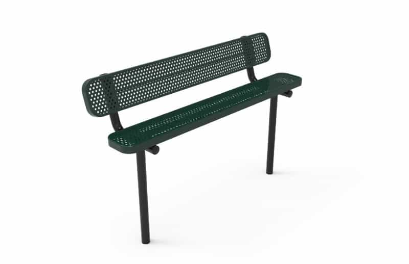 4' Punched Steel Bench with Back