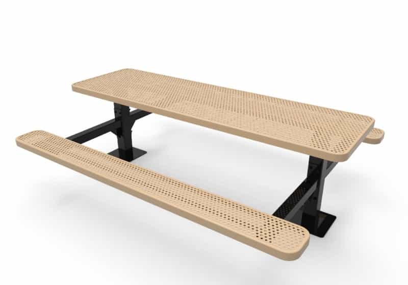 8' Double Pedestal Punched Steel Table - Surface Mount